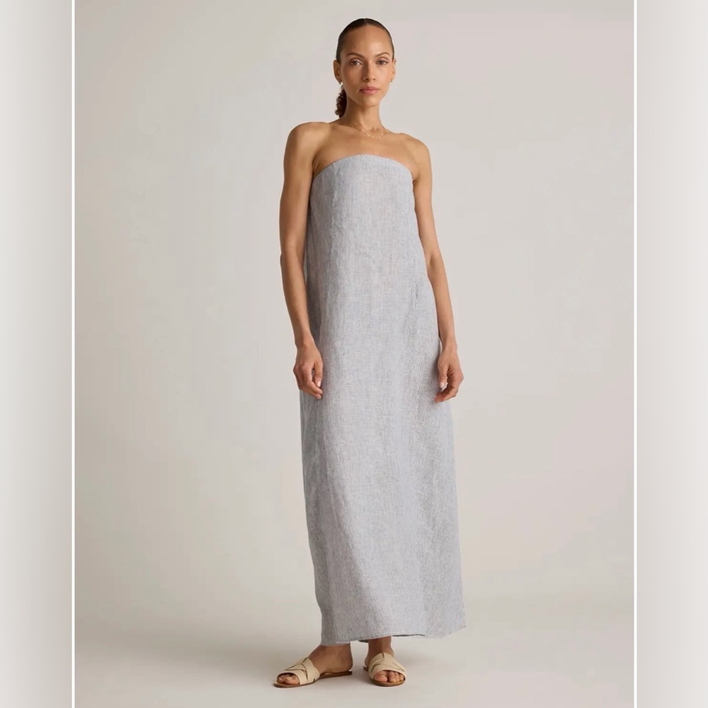 Quince 100% European Linen Strapless Maxi Dress